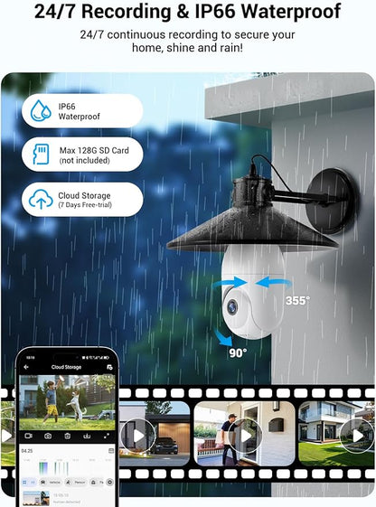 Light Bulb Security Camera Wireless Outdoor Indoor, 5G&2.4G WiFi Security Cameras with Patrol Function, AI Human Detection, Motion Tracking, Two-Way Talk, Color Night Vision, Alarm, 24/7 Recording