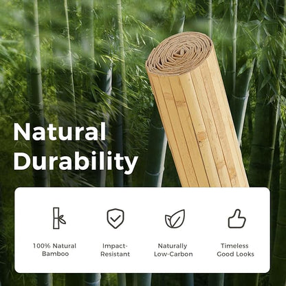 OUZUGIE 1 Pack 96x48 Inch Natural Bamboo Wall Panel – Natural Pole Wrap Paneling for Walls, Ceilings, Cabinets, Furniture – Ideal for Bedroom, Living Room & Office DIY Decor