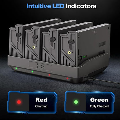 Fulpower 4-Slot Lithium Cartridge Charger - Replacement Battery Charger for TACTACAM Reveal Lithium Cartridge Charger Ultra/X/XB/XPro Trail Cameras - Fast Charging, LED Indicators, Durable Design