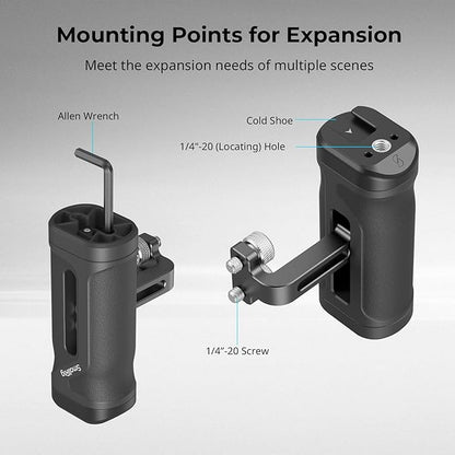 SmallRig Mini Side Handle for 1/4"-20 Threaded Holes, Camera Cage Handle for Left or Right Hand, Up and Down Adjustable, with Built-in Cold Shoe & Threaded Hole - 4755