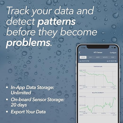 SensorPush HT1 Smart Temperature Sensor & Humidity Sensor - Thermometer & Hygrometer w/App Monitoring - Indoor/Outdoor Temperature and Humidity Monitor w/Heat Index for RV, Fridge & More