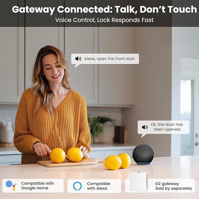 Keyless Entry Door Lock, Fingerprint Door Lock, Smart Door Lock with Keypad, Auto & One Touch Lock | Smart Locks for Front Door | Easy Installation | IP54 Waterproof | App Control | 12-Month Battery