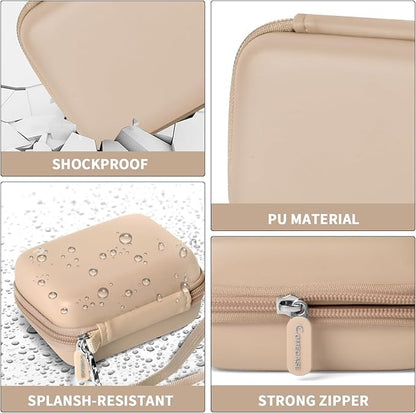 Carrying & Protective Case for Digital Camera, AbergBest 21 Mega Pixels 2.7" LCD Rechargeable HD/Kodak Pixpro/Canon PowerShot ELPH 180/190 / Sony DSCW800 / DSCW830 Cameras for Travel - Beige