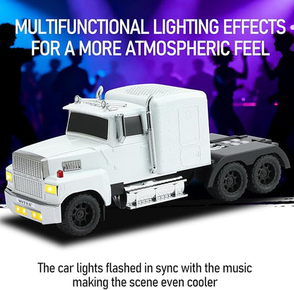 WSTER American Truck Bluetooth Speaker with HD Sound, TWS Pairing, LED Party Light, Operation Panel, Built-in Mic, Portable Car Model Speaker for Parties, Beach, Outdoor Activities (White)
