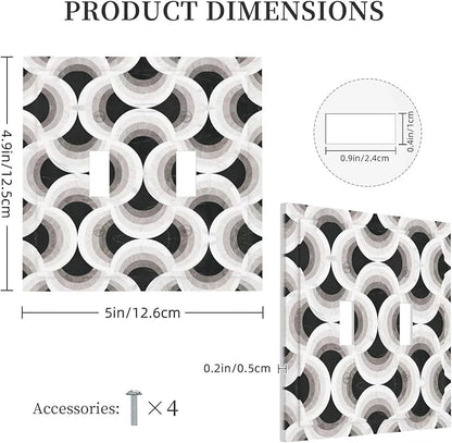 Bvtewkhz Black/White Art Marble 2 Gang Double Toggle Decorative Light Switch Covers Electrical Faceplate Switch Plates for Bathroom Kitchen Home