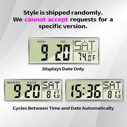 SCOAGE Digital Large Display Silent Wall Clock with Temperature Date Mountain Flowers Modern Non-ticking Battery Operated Mount Clocks Bathroom Kitchen Clock Farmhouse Living Room Office Decor 14 Inch
