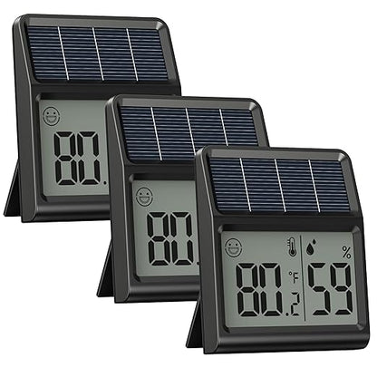 Digital Indoor Thermometer & Hygrometer, Light Powered (No Rechargeable Batteries Runs Only on Real-time Light Exposure) Solar Indoor Temperature and Humidity Monitor, Humidity Gauge