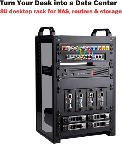 GeeekPi 8U Server Cabinet, 10 inch Server Rack for Network, Servers, Audio, and Video Equipment, DeskPi RackMate T1 Rackmount, 7.87 inch Depth
