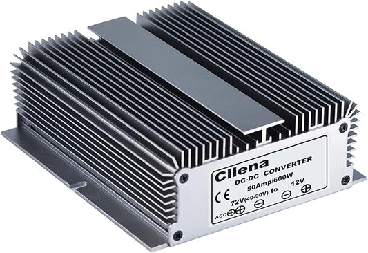Cllena DC 40V-90V to 12V Converter Voltage Regulator Reducer 48V 60V 72V Step Down to 12V 50A 600W Converter Waterproof Buck Transformer Power Supply for Golf Cart Club Car LED Light