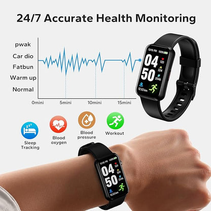 pixtlcoe Fitness Smart Trackers with 24/7 Health Monitoring,Heart Rate Sleep Blood Oxygen Monitor/Calorie Steps Counter Pedometer Activity Tracker/Smart Notifications for Men Women