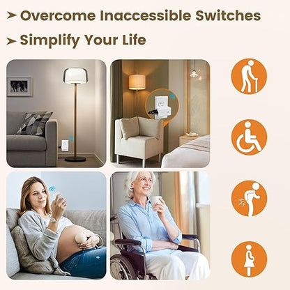 SURAIELEC Remote Control Outlet, Wireless Remote Light Switch, 100 FT, 15A/1875W, No Interference, Expandable Indoor Compact Side Outlet Plug for Lamps, Fans, Christmas Trees, Small Appliances