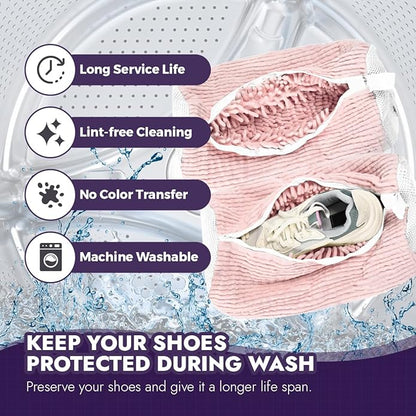 Wash Express Shoe Cleaning Kit: Shoe Washing Bag (2pcs), Mesh Laundry Bag for Shoe Dryer and Adjustable Shoe Trees (5 pc kit)