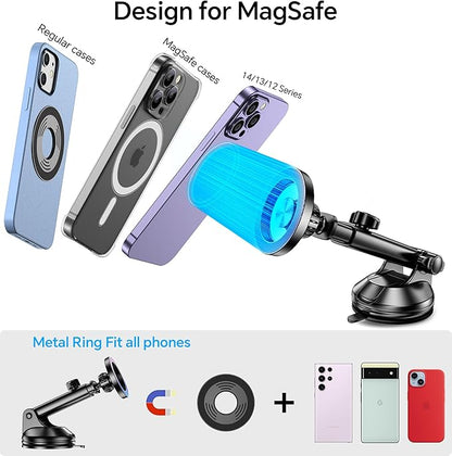for MagSafe Car Mount【 Windshield + Vent + Dash 】 Magnetic Phone Holder for Car Phone Holder Mount Cell Phone Holders for Your Car Truck Suction Car Phone Mount for iPhone 16 Pro Max 15 14 13 12 Plus
