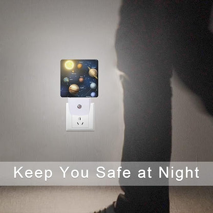 Smoaffly Planet Solar System Universe Galaxy Space Night Light Plug-in LED Nightlights Auto Sensor Night Lamp Dusk-to-Dawn Lamp Home Decor for Nursery Children Girls Boys
