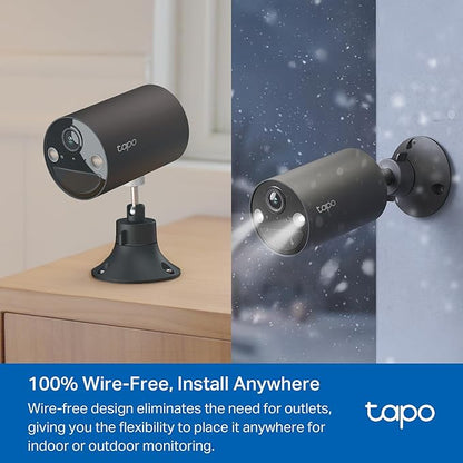Tapo by TP-Link Wireless Outdoor Security Camera, 1080P, Up to 180 Days Battery Life, Free Person Detection, SD/Cloud Storage, Spotlight Color Night Vision, Alarm, No Hub Needed, Black, C403