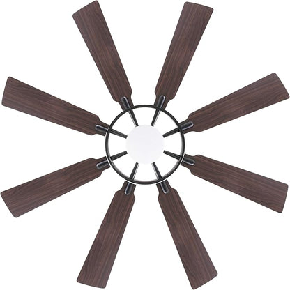 ELEHINSER 60 Inch Ceiling Fan with Lights and Remote Control, 8 Plywood Blades, 6-Speed Noiseless Reversible DC Motor, 3CCT, Windmill Ceiling fan for Kitchen Bedroom Living Room, Black and Walnut