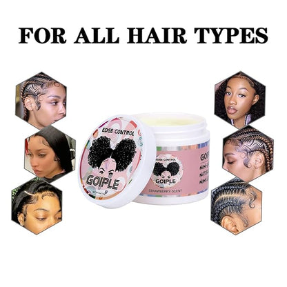 Goiple Edge Control Wax for Women Strong Hold Non-greasy Edge Smoother Pink 1Pack and Yellow 1Pack 4oz with Brush 2Pcs and Scarf