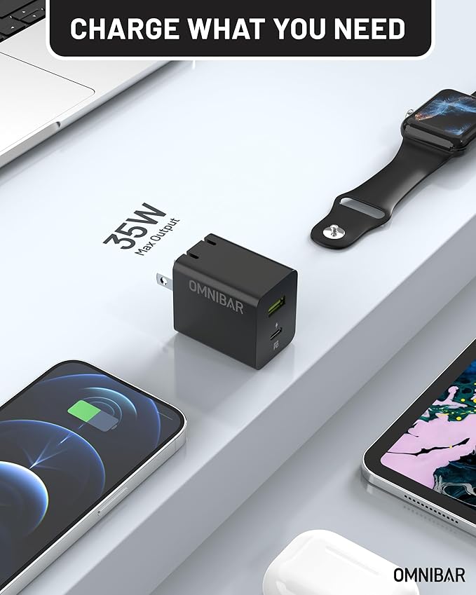 35W USB C Charger Block, Dual-Port GaN Fast Wall Charger with Foldable Plug, PD 3.0 & PPS Compact Power Adapter for iPhone 16/15/14/13, Galaxy S24/S23/Note 20, Pixel 8/7, iPad, MacBook Air, and More