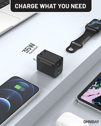 35W USB C Charger Block, Dual-Port GaN Fast Wall Charger with Foldable Plug, PD 3.0 & PPS Compact Power Adapter for iPhone 16/15/14/13, Galaxy S24/S23/Note 20, Pixel 8/7, iPad, MacBook Air, and More