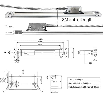 Baykunl 12" x 30" x 16" 3 Axis DRO Digital Readout for Mill DRO Magnetic Scale Encoder Milling Machine 320mm+770mm+420mm Tool IP67 Sealing Protection