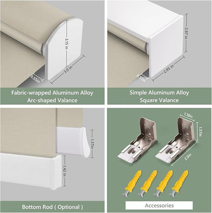 ZSHINE Motorized Blackout Window Blinds Customize Width Remote Control Rechargeable Motor Roller Shades for Windows, Home, Office, Hotel, Club, Restaurant(82026C)…