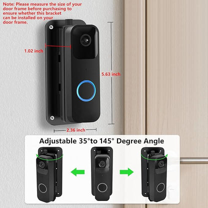 Adjustable (30°to 145°) Doorbell Camera Mount for Blink Video Doorbell/2nd Gen (newest model), No-Drill Mounting Kit Accessories for Blink Doorbell, Angle Mounting Bracket Wedge for Apartment, Renter