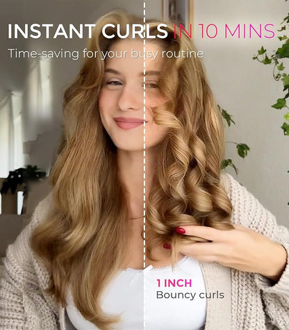 TYMO Automatic Rotating Curling Iron - TYMO CURLPRO Beach Waves Curling Wand, Portable Hair Curler, 500 Million Ionic, Dual Voltage & Lightweight for Travel, Ceramic Coating, 1 Inch, Metallic Gray