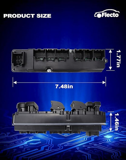 Flecto 20835552 Master Power Window Switch Driver Side with Door Lock Compatible with 07-14 Chevy Silverado Suburban Tahoe GMC Yukon Sierra 2009-2014 Escalade, Replaces 25783950, Door Lock Control