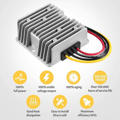 LEDMO DC/DC 24V Step Down to 12V Converter Regulator Reducer 20A 240W Automatic Reducer Transformer for Golf Cart Club Car Truck Vehicle Boat Solar System