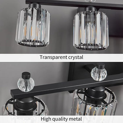 FDPBY Bathroom Vanity Lights 5-Light Sand Black Modern Crystal Vanity Light Fixtures Over Mirror Crystal Bathroom Vanity Lighting Fixtures