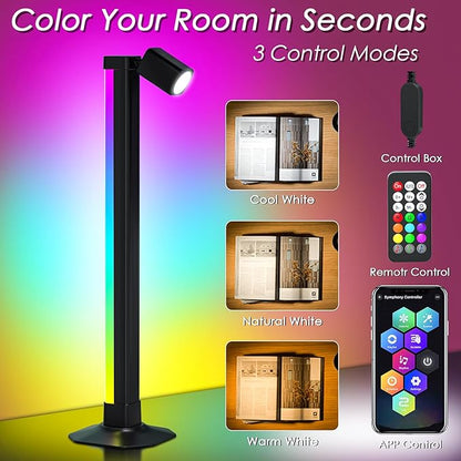 Smart Light Bar with Swivel Lamp, LED Light Bar for Room, RGB & IC Ambient Backlight with 16 Million Colors, 213 Preset & 8 Scene Modes, Dynamic Music Sync, 3 Modes Control, for Gaming, Read