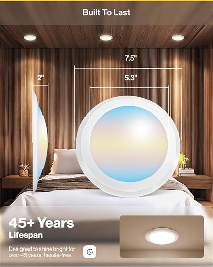 Sunco 96 Pack LED Disc Lights Ceiling 6 Inch, Flush Mount Disk Light, Recessed Can Lighting, 1050 LM, 15W (75W Equivalent), Selectable CCT 3000K/4000K/5000K/6000K/6500K, Dimmable, Damp Rated ETL.