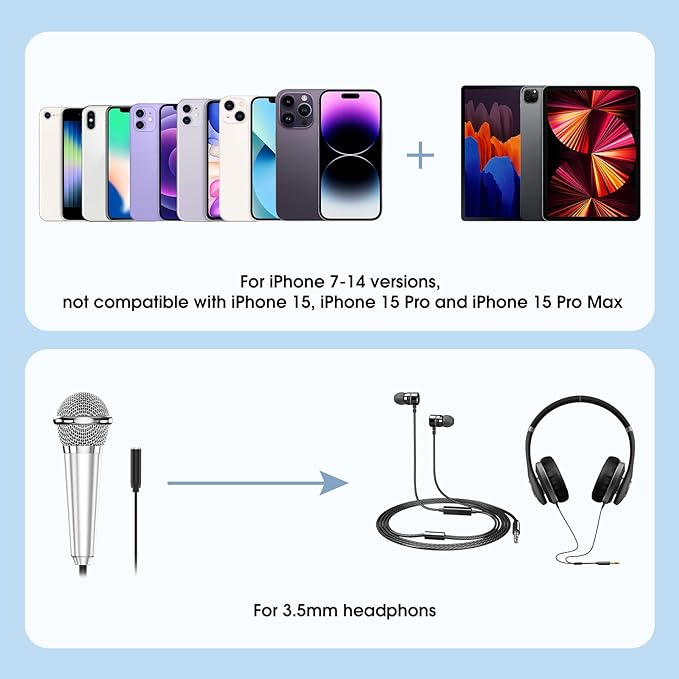Mini Microphone for iPhone iPad Small ASMR Tiny Microphone for Voice Video Recording Singing, Vlogging, Podcasting YouTube (1 PCS Rose Golden)
