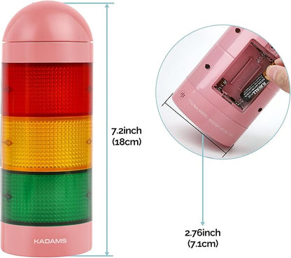 KADAMS Visual Timer for Kids with Audio Pre-Alarm - Traffic Light Alarm for Kids Toddler Teachers Classroom Home Time Management Tool 24hr Countdown Pause Memory Function, Pink