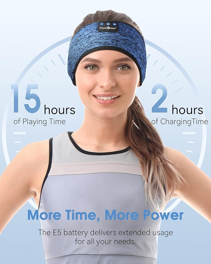 MUSICOZY Bluetooth 5.4 Headband Headphones for Sports and Sleep, Wireless Sleeping Eye Mask Earbuds Earphones for Side Sleepers Workout Running Cool Tech Gadget Unique Gift