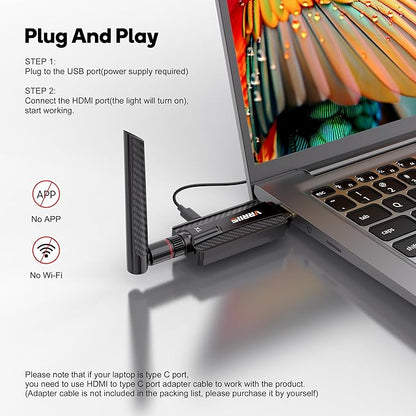 Vrriis Wireless HDMI Transmitter and Receiver,Plug and Play,1080P Wireless HDMI Extender Kit Support 2.4GHz and 5GHz for Streaming Video from Laptop,Pc,TV Box to Monitor,TV,Projector