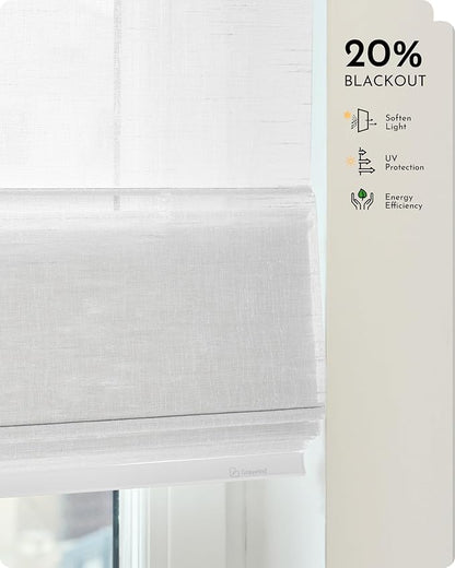 Graywind Smart Roman Shades 20% Blackout Compatible with Alexa Google WiFi Hardwired Automatic Blind Remote View Visible Roman Window Shades for Windows Doors, Custom Size (Semi-Sheer White)
