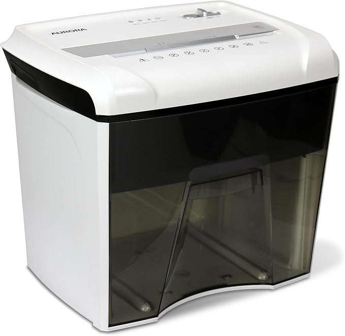 Aurora Desktop Style High-Security Anti-Jam 12-Sheet Micro-Cut Paper and CD/Credit Card/Junk Mail Shredder with 1.8 Gallon Pullout Basket/Security Level P-4