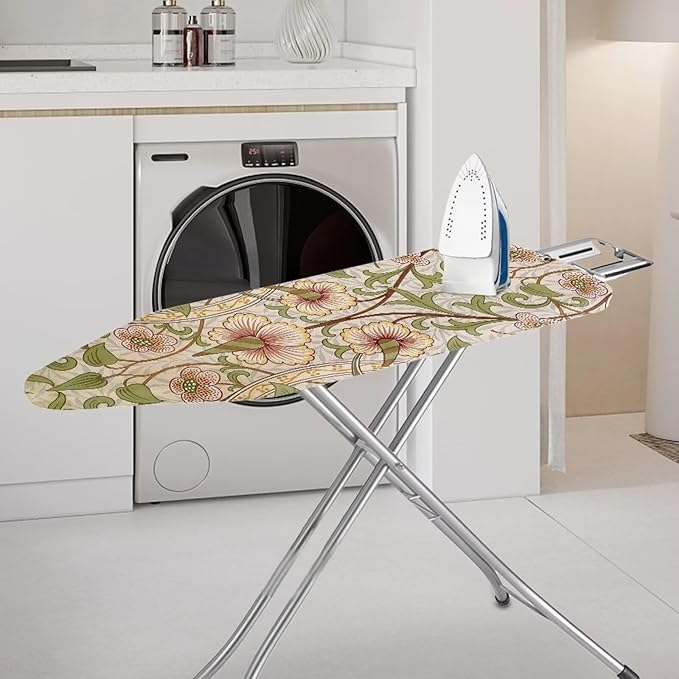 ZCFYGDX William Morris Art Ironing Board Covers,Stain Resistant & Anti-Scorch Elastic Edges Nylon Buckle Straps Hook & Loop Fastener Strap,Easy Install of Protective Decorative Cover 17x49 Inch