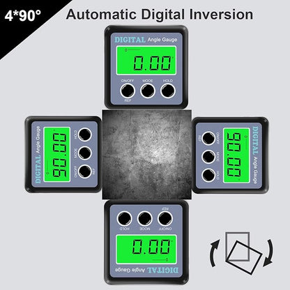 Digital Angle Gauge, Angle Finder Magnetic Digital Level Protractor, Table Saw Accessories with LCD Backlight Display Data Hold and V-groove & Magnetic Base