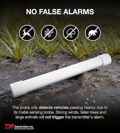 Dakota Alert Driveway Alarm Sensor - DCPA-4k Plus Driveway Alarms Wireless Outside Weatherproof Alert System, 1-Mile-Long Range Sensors, Receiver & Vehicle Detecting Probe Transmitter & 50' Wire