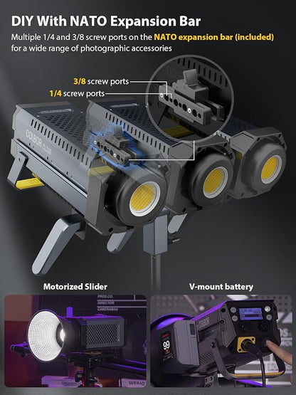 Video Light, COLBOR CL330 Lite 330W Continuous Lighting 2700-6500K Bi-Color CRI96+ 12,400Lux@3.3ft COB Studio Light Professional with 10 Light Effects【Carrying Bag and Reflector NOT Included】