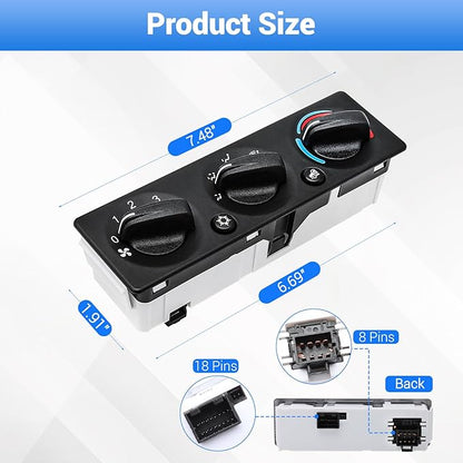 Q21-6119 AC Climate Control Module Compatible with Peterbilt 220 337 348 367 389 520 Trucks A/C Heater Control Panel Switch, Q216119 Air Conditioning Temperature Control Head Unit