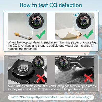 Portable Carbon Monoxide Detectors, 6-in-1 CO Detector, CO/O2/Temperature/Humidity/Altitude/Atmospheric Pressure, Portable Oxygen Detector with Alarm & Color Backlight, for Indoor, Camping, RV,Travel