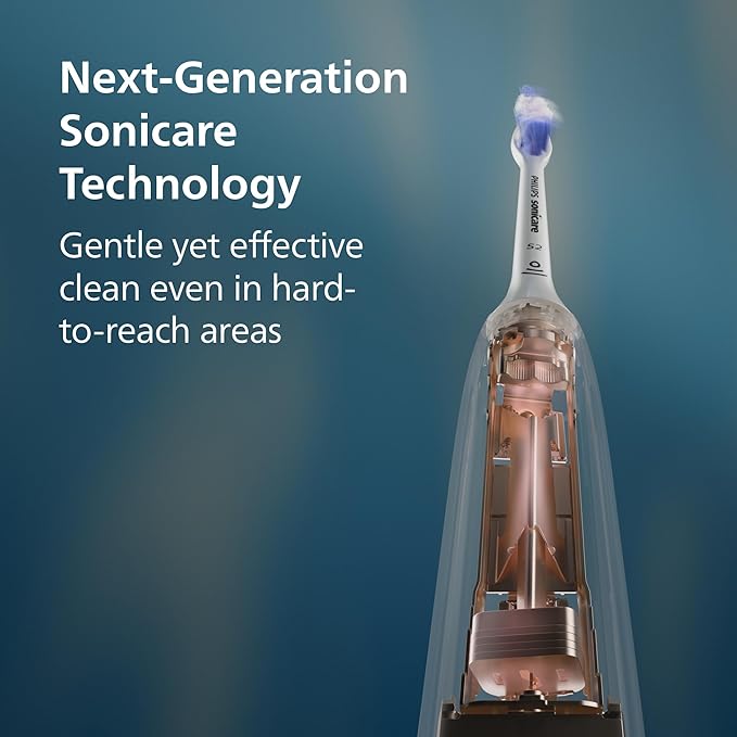 Philips Sonicare 6700 Series Electric Toothbrush - Next-Generation Sonicare Technology, Pressure Sensor, 9 Brushing Settings, SmarTimer, BrushPacer, 21-Day Runtime, Travel Case, White, HX7410/07