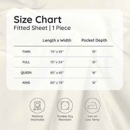 Bambaw Full White Fitted Sheet Only, 100% Viscose Derived from Bamboo Full Size, Cooling Fitted Sheet with Corner Straps, Soft (White)