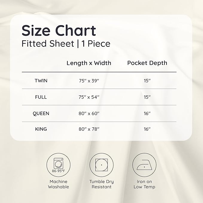 Bambaw 100% Viscose Derived from Bamboo Fitted Sheet Full Size, Cooling Fitted Sheet Full Size, 15’’ Deep Pockets Full Fitted Sheets Only, Ultra Soft Full Size Bottom Sheets Only (Moonlight Gray)