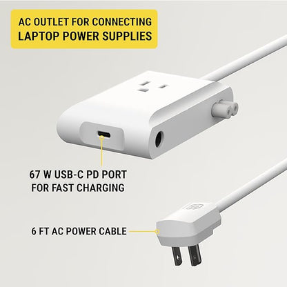 Scosche BL2PEACWT-AP BaseLynx™ 2.0 End Cap Modular System, 67W USB-C Charger Port & AC Outlet Extension Compatible with Apple iPhone, iPad, MacBook & More, Charging Station for Multiple Devices, White