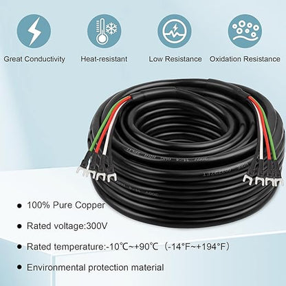 MOOKEERF 14/4 AWG Mini-Split Cable - 30FT 14 AWG 4 Conductor Control Cable 300V Stranded Oxygen-Free Pure Copper Wire for Mini Split Air Conditioner,Heat Pump,HVAC Systems and Speaker Systems