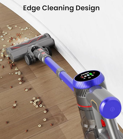 FKIEN Cordless Vacuum Cleaner, 550W 45kPa 65Mins Vacuum Cleaners for Home with LED Display, Self-Standing Stick Vacuum with Anti-Tangle Brush, Rechargeable Vacuum Cordless for Pet Hair/Carpet/Floor
